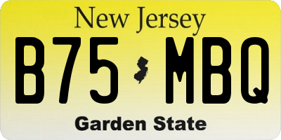 NJ license plate B75MBQ