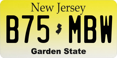 NJ license plate B75MBW