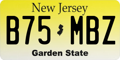 NJ license plate B75MBZ
