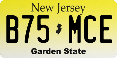 NJ license plate B75MCE
