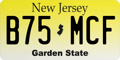 NJ license plate B75MCF
