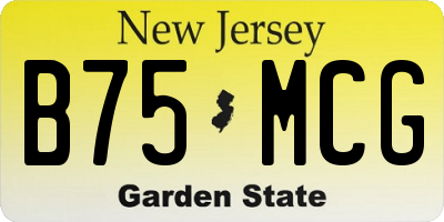 NJ license plate B75MCG