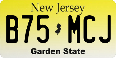 NJ license plate B75MCJ