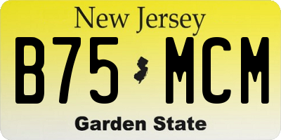 NJ license plate B75MCM