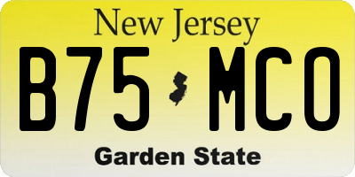 NJ license plate B75MCO