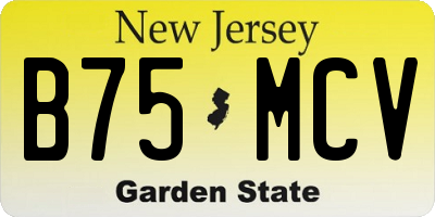 NJ license plate B75MCV