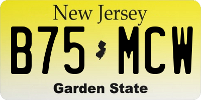 NJ license plate B75MCW
