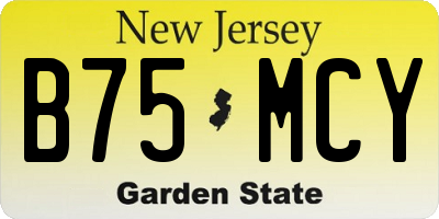 NJ license plate B75MCY