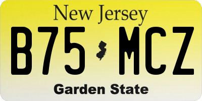 NJ license plate B75MCZ