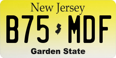NJ license plate B75MDF