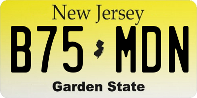 NJ license plate B75MDN