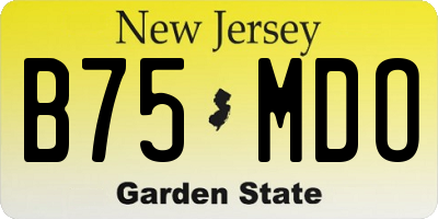 NJ license plate B75MDO
