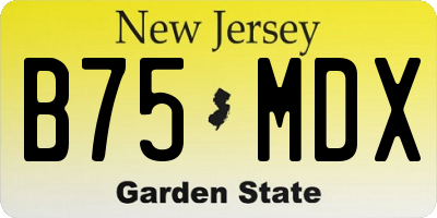 NJ license plate B75MDX