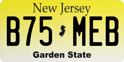 NJ license plate B75MEB