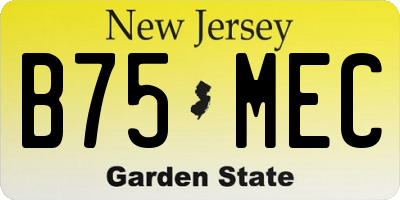 NJ license plate B75MEC
