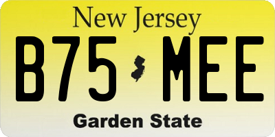 NJ license plate B75MEE