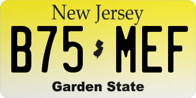 NJ license plate B75MEF