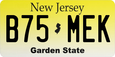 NJ license plate B75MEK