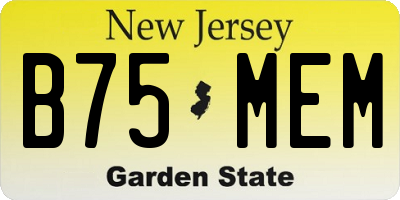 NJ license plate B75MEM