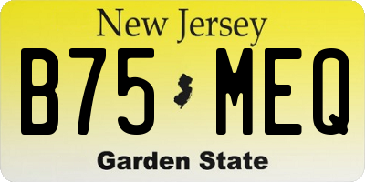 NJ license plate B75MEQ