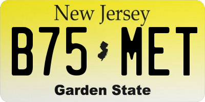 NJ license plate B75MET
