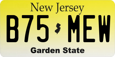 NJ license plate B75MEW