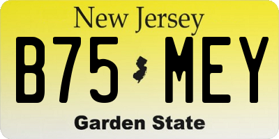 NJ license plate B75MEY