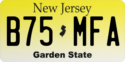 NJ license plate B75MFA