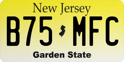 NJ license plate B75MFC