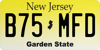NJ license plate B75MFD