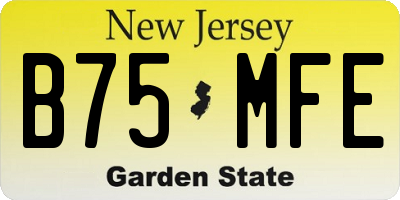 NJ license plate B75MFE