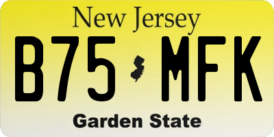 NJ license plate B75MFK