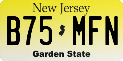 NJ license plate B75MFN