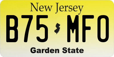 NJ license plate B75MFO
