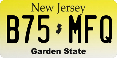 NJ license plate B75MFQ