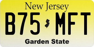NJ license plate B75MFT