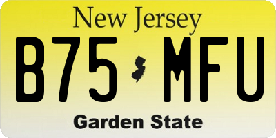 NJ license plate B75MFU