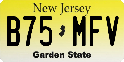 NJ license plate B75MFV