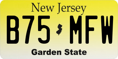 NJ license plate B75MFW