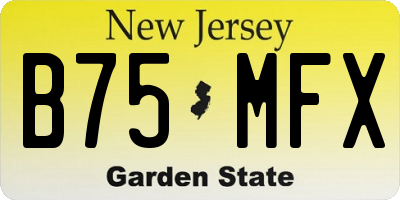 NJ license plate B75MFX