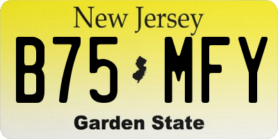 NJ license plate B75MFY