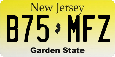 NJ license plate B75MFZ