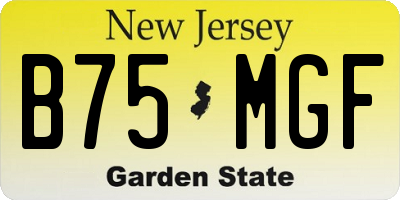 NJ license plate B75MGF