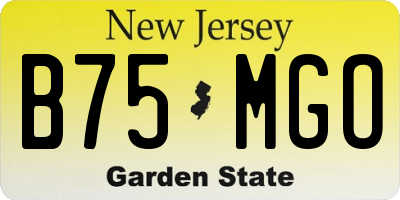 NJ license plate B75MGO