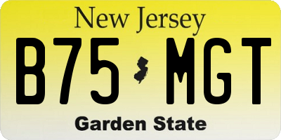 NJ license plate B75MGT