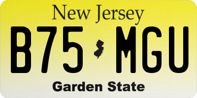 NJ license plate B75MGU