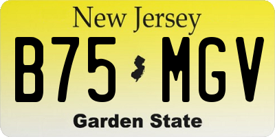 NJ license plate B75MGV