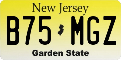 NJ license plate B75MGZ