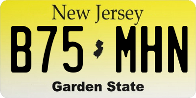 NJ license plate B75MHN