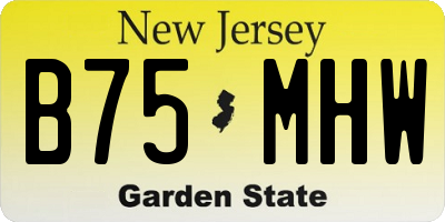 NJ license plate B75MHW